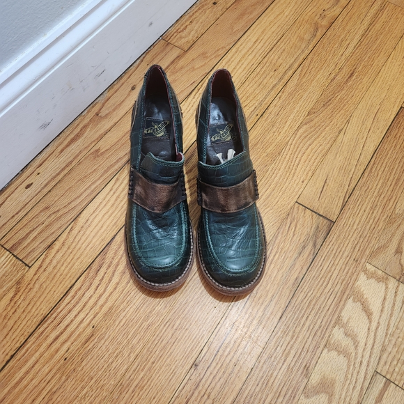 Freebird by Steven Shoes - 'Bellevue' Freebird by Steven Green and Brown Loafers with Vintage Charm